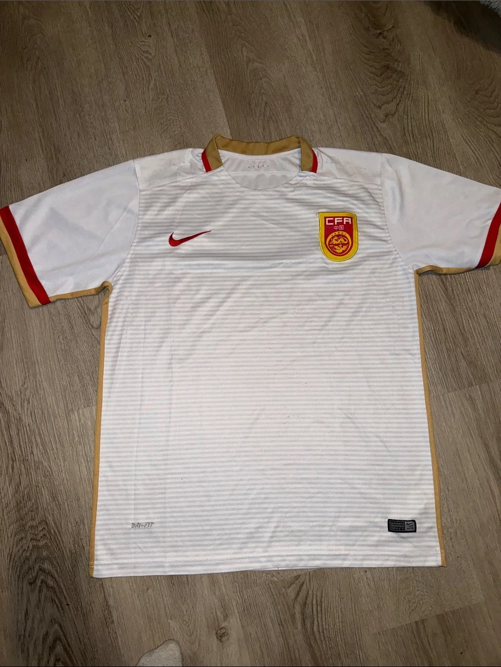 Nike Kids China Soccer Jersey with Red and Gold Accents